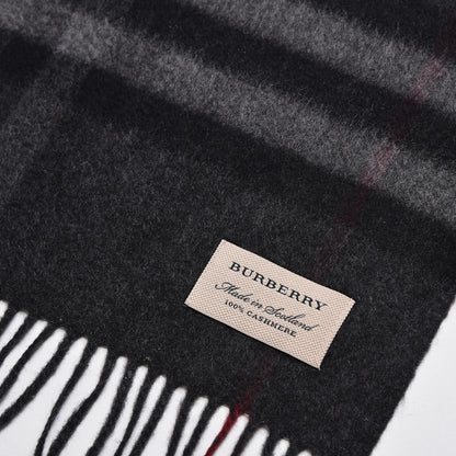 Burberry Cashmere Classic Check Fringe Scarf Charcoal 4 of 6