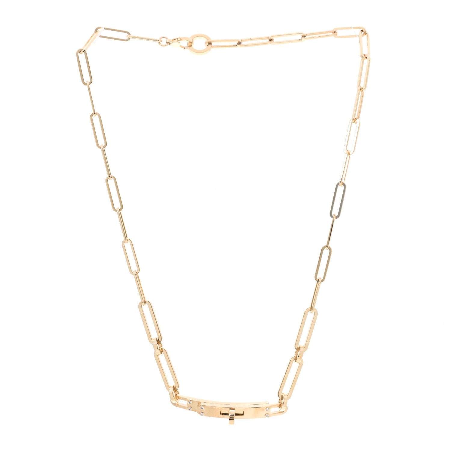Hermes 18K Yellow Gold Diamond Kelly Chaine Choker Necklace 3 of 4