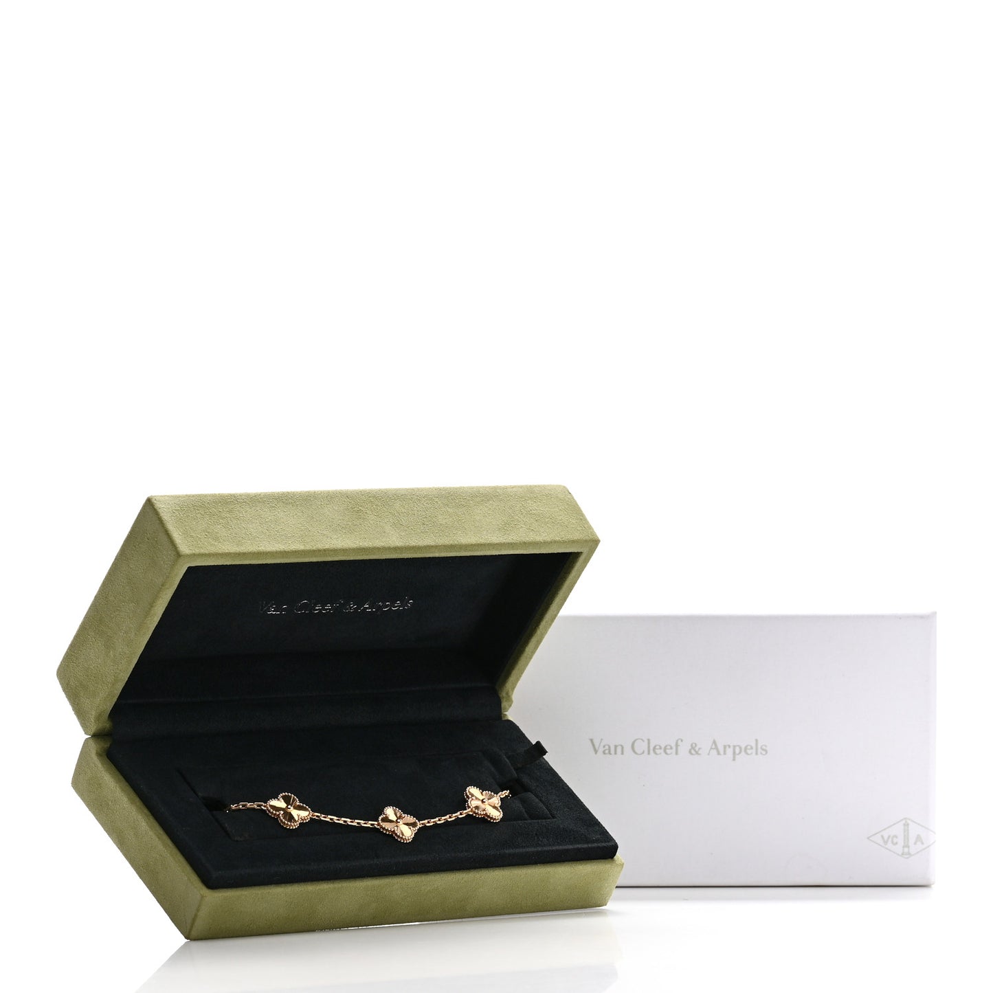 18K Yellow Gold 5 Motifs Guilloche Vintage Alhambra Bracelet
