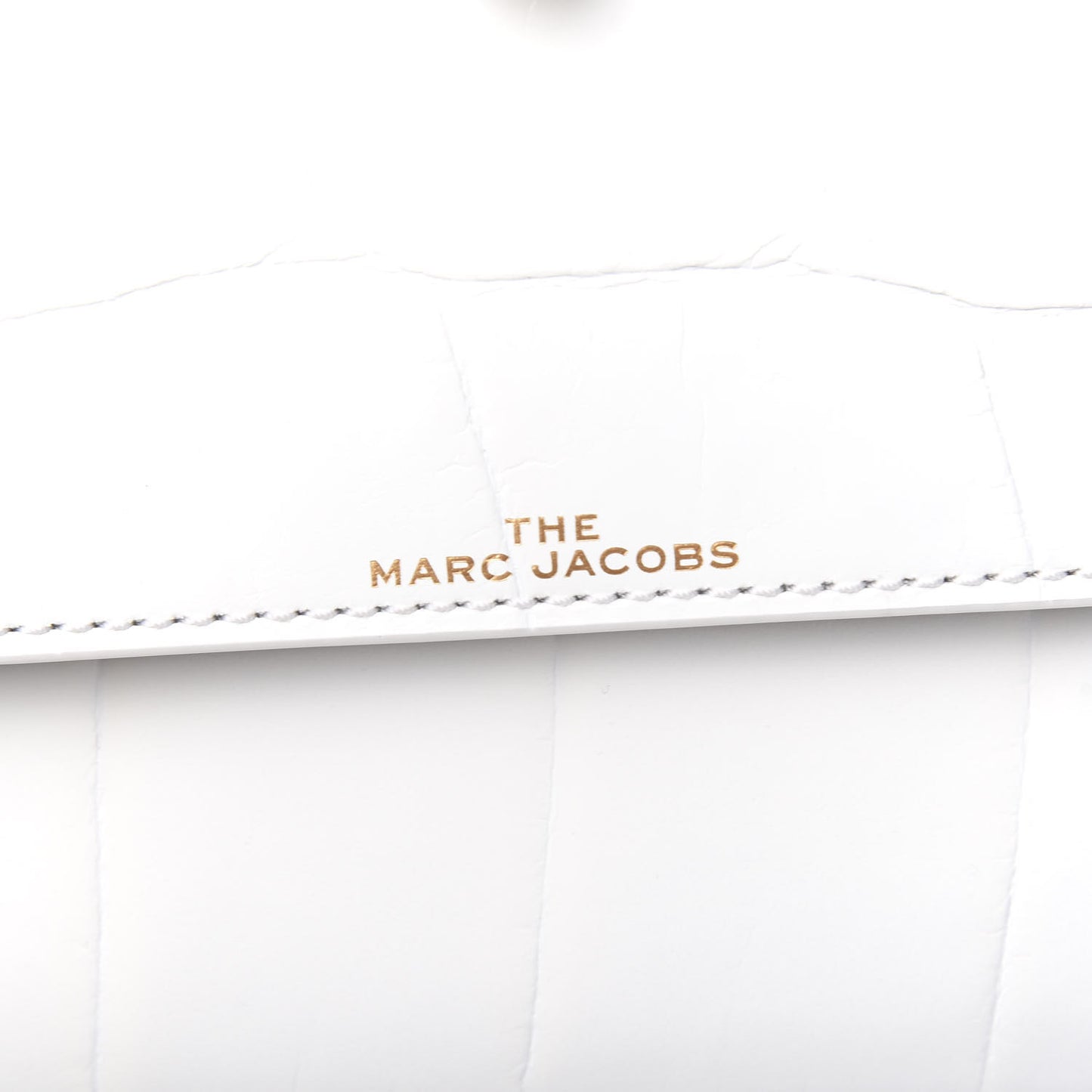 Calfskin Crocodile Embossed Uptown Shoulder Bag White