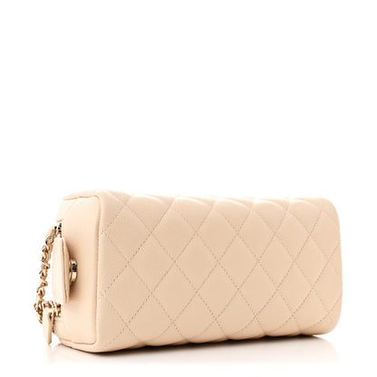 Chanel Caviar Quilted Toiletry Case With Chain Light Beige 4 of 8