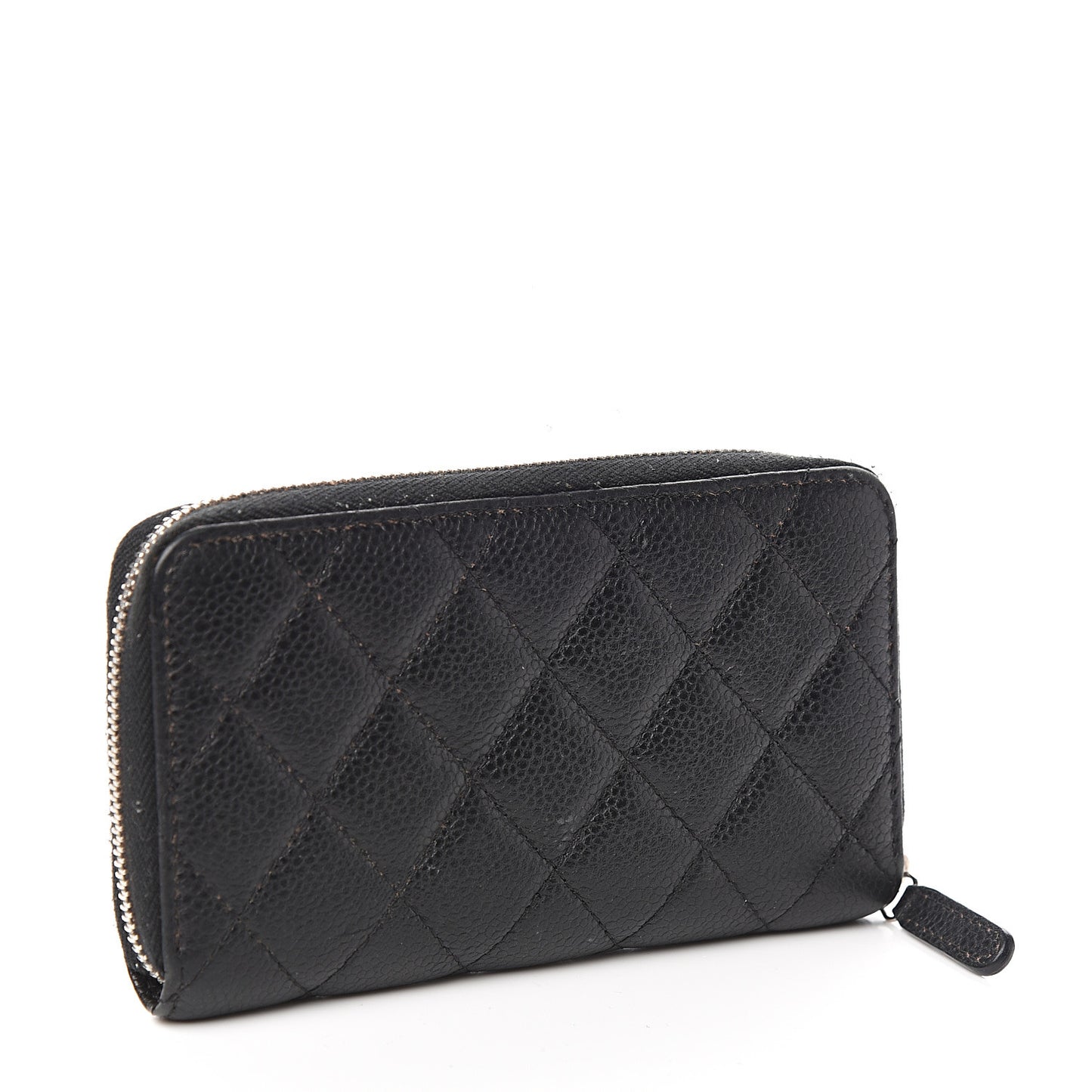 Caviar Quilted Small Gusset Zip Around Wallet Black