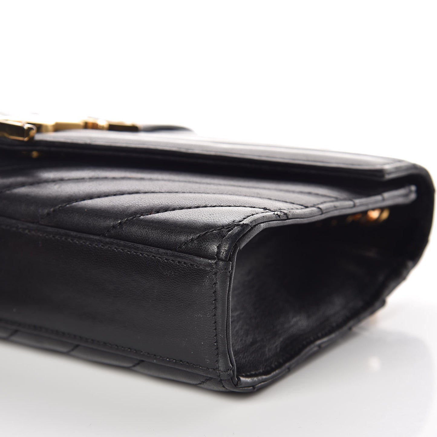 Lambskin Matelasse Chevron Small Monogram Satchel Black