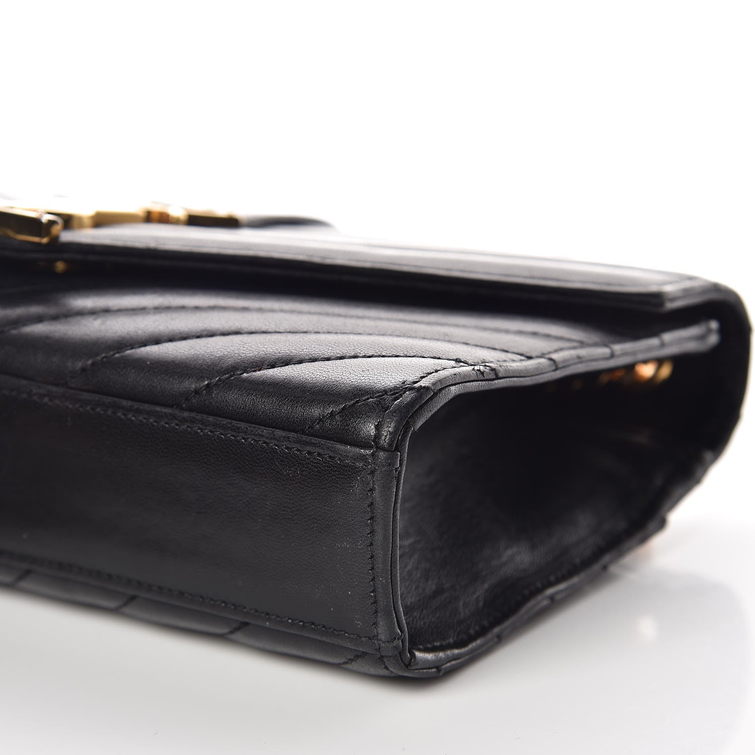 Saint Laurent Lambskin Matelasse Chevron Small Monogram Satchel Black 10 of 10