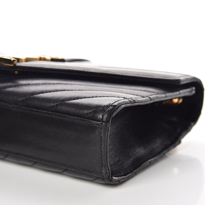 Saint Laurent Lambskin Matelasse Chevron Small Monogram Satchel Black 10 of 10
