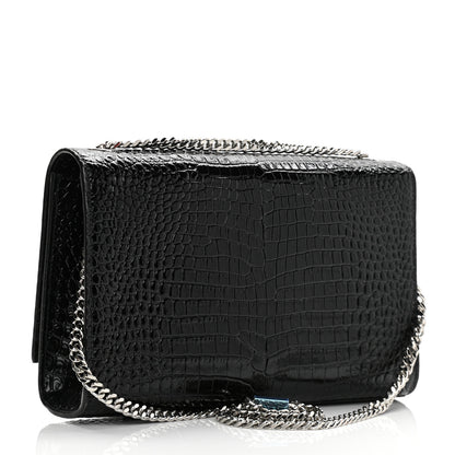 Saint Laurent Calfskin Crocodile Embossed Medium Classic Monogram Kate Tassel Satchel Black 3 of 9