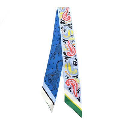 Hermes Silk Guepards Bandana Twilly Bleu Ciel Jaune Vif 2 of 3