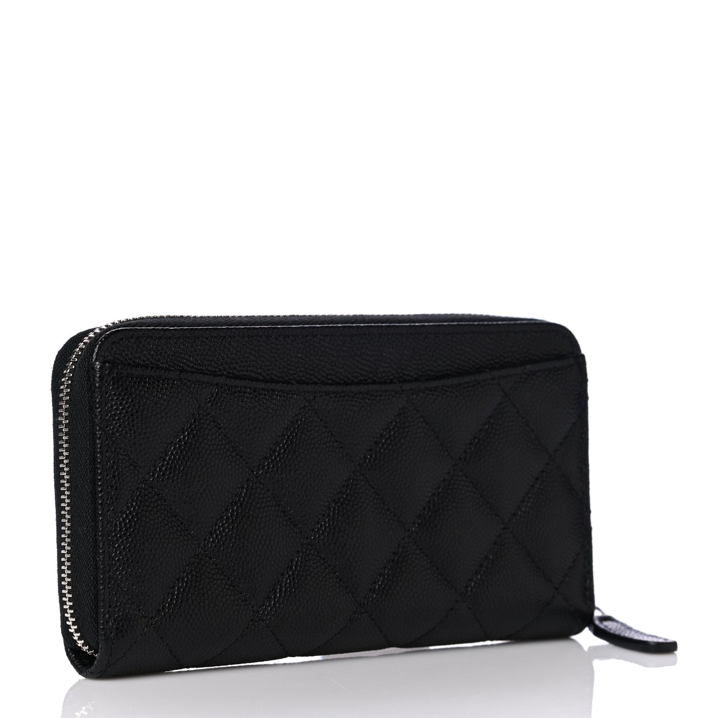Caviar Quilted Medium Zip Around Wallet Black