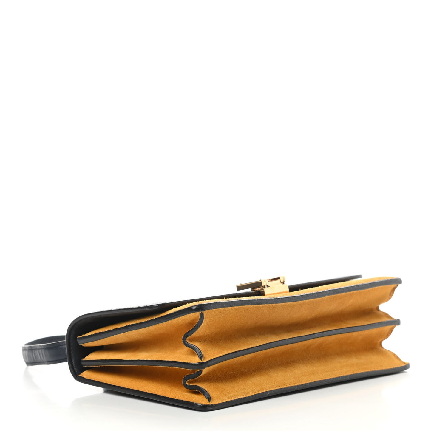 Calfskin Suede Bi-Color Small Case Flap Navy Blue Yellow