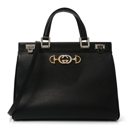 Gucci Grainy Calfskin Medium Zumi Top Handle Bag Black 2 of 19