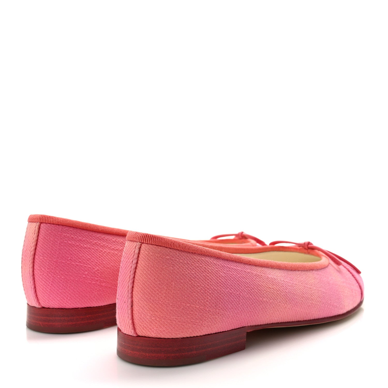 Chanel Fabric Cap Toe CC Ballerina Flats 36.5 Coral Pink Orange 4 of 9