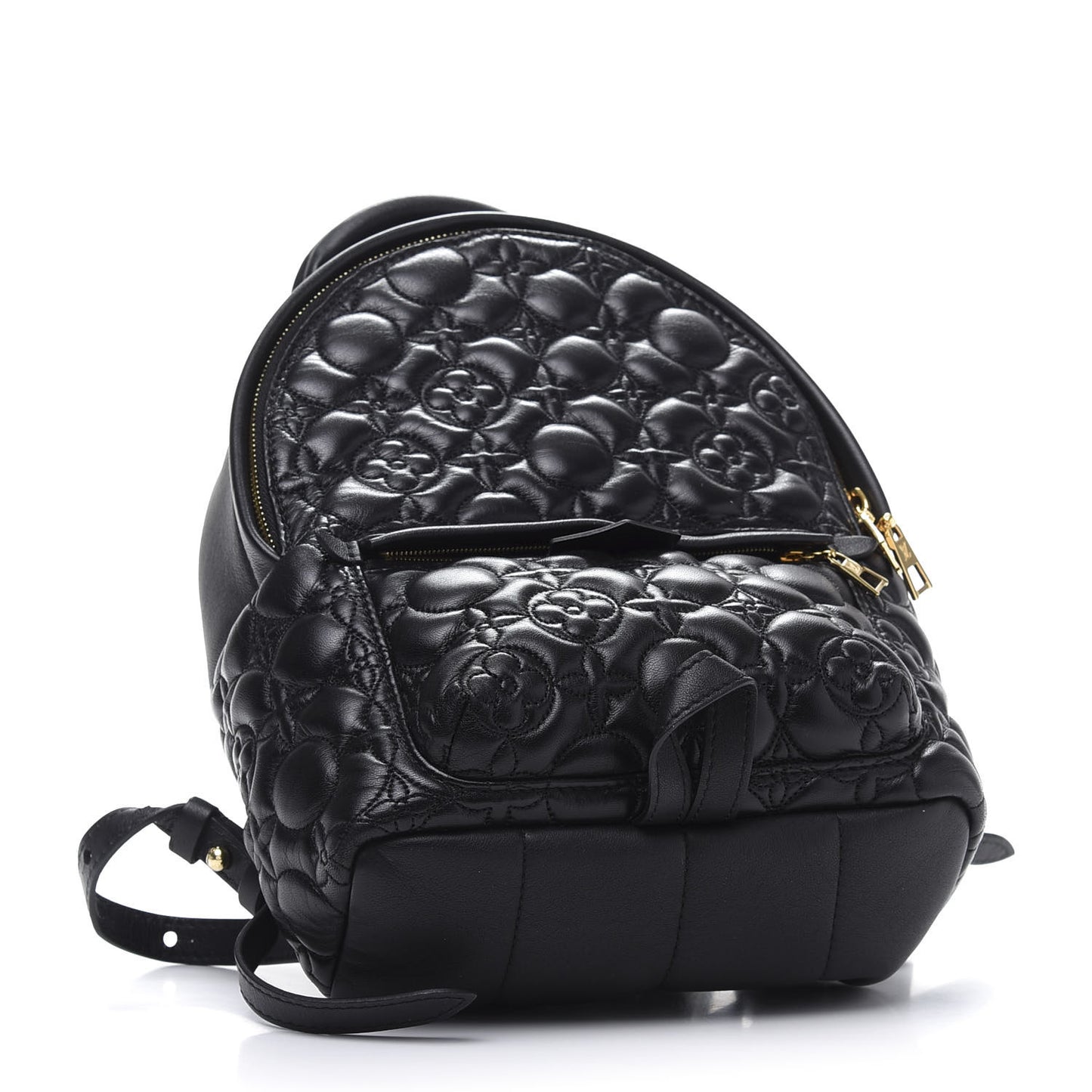 Lambskin Flower Quilted Palm Springs Backpack PM Black