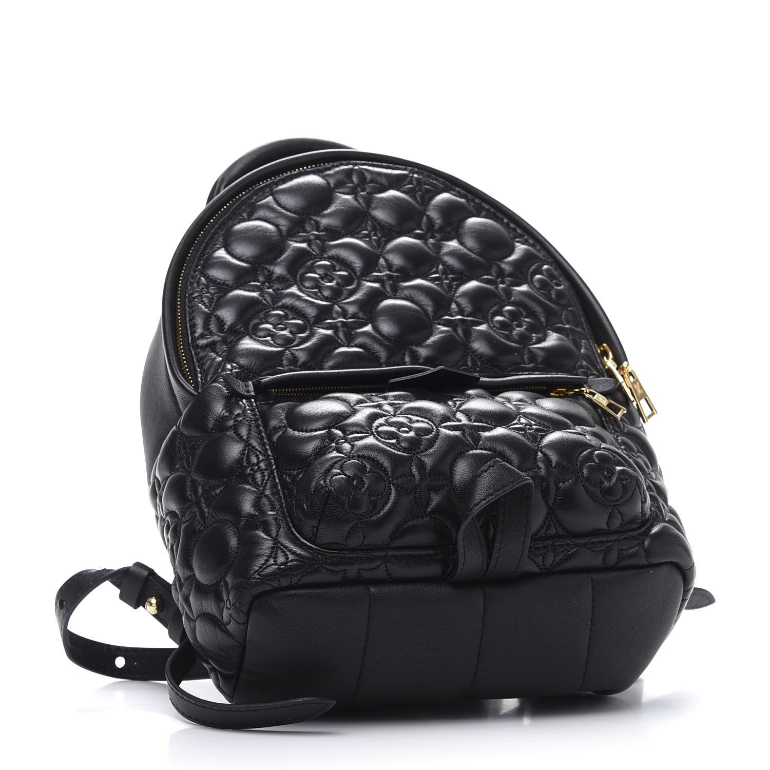 Louis Vuitton Lambskin Flower Quilted Palm Springs Backpack PM Black 3 of 9