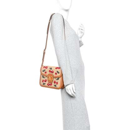 Valentino Garavani Jacquard Raffia Cherryfic 9to5 Shoulder Bag Natural Red 2 of 13