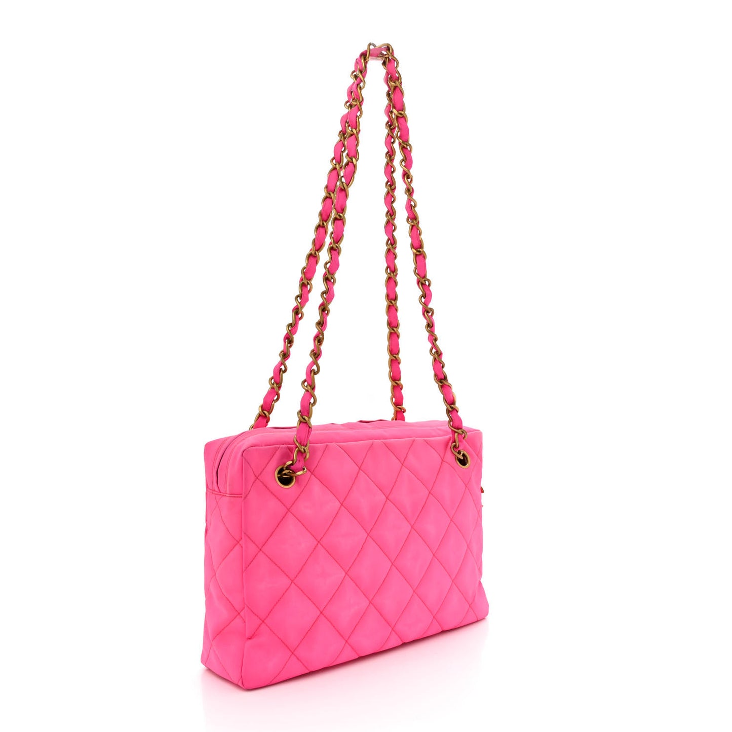 Canvas Quilted Shoulder Bag Pink