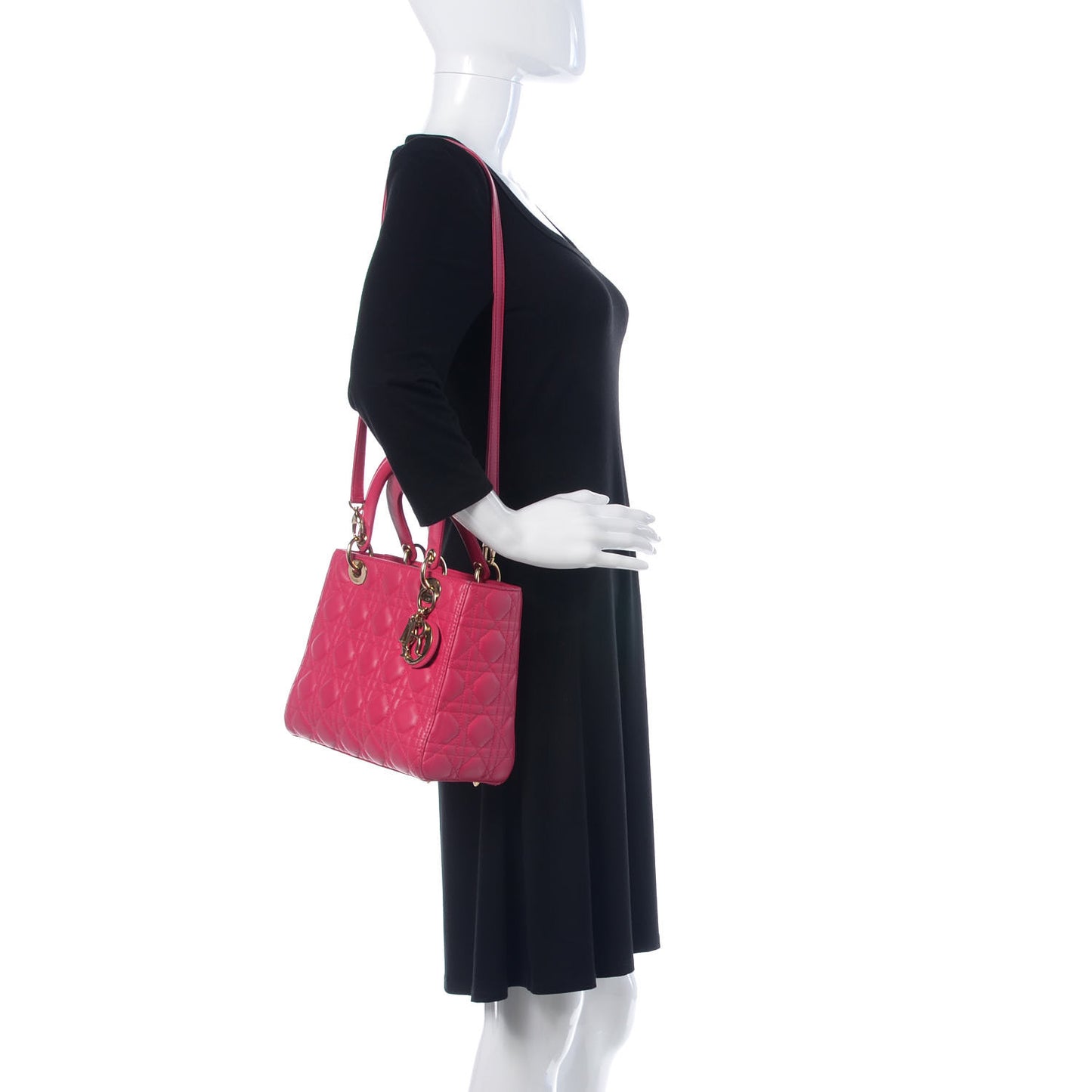 Lambskin Cannage Medium Lady Dior Pink
