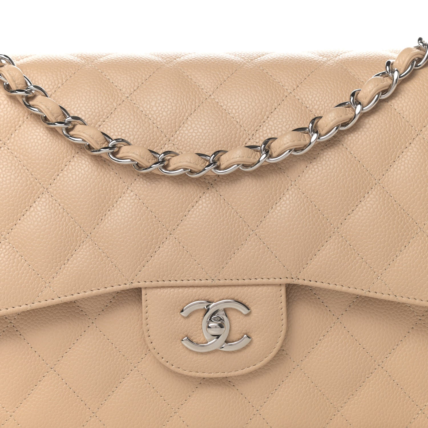 Chanel Caviar Quilted Jumbo Double Flap Beige Clair 8 of 11