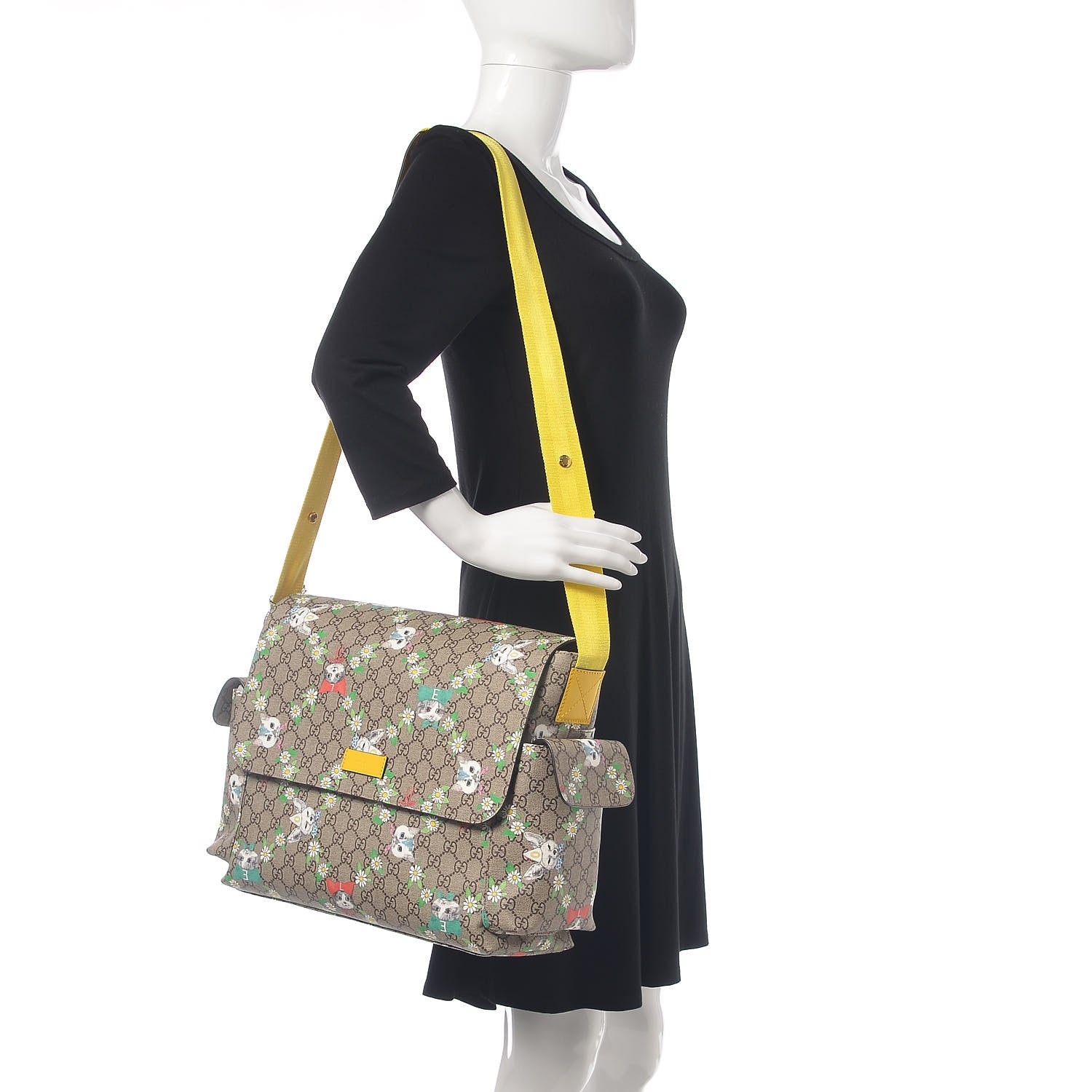 Gucci GG Supreme Monogram Love Pets Diaper Bag Yellow 2 of 15