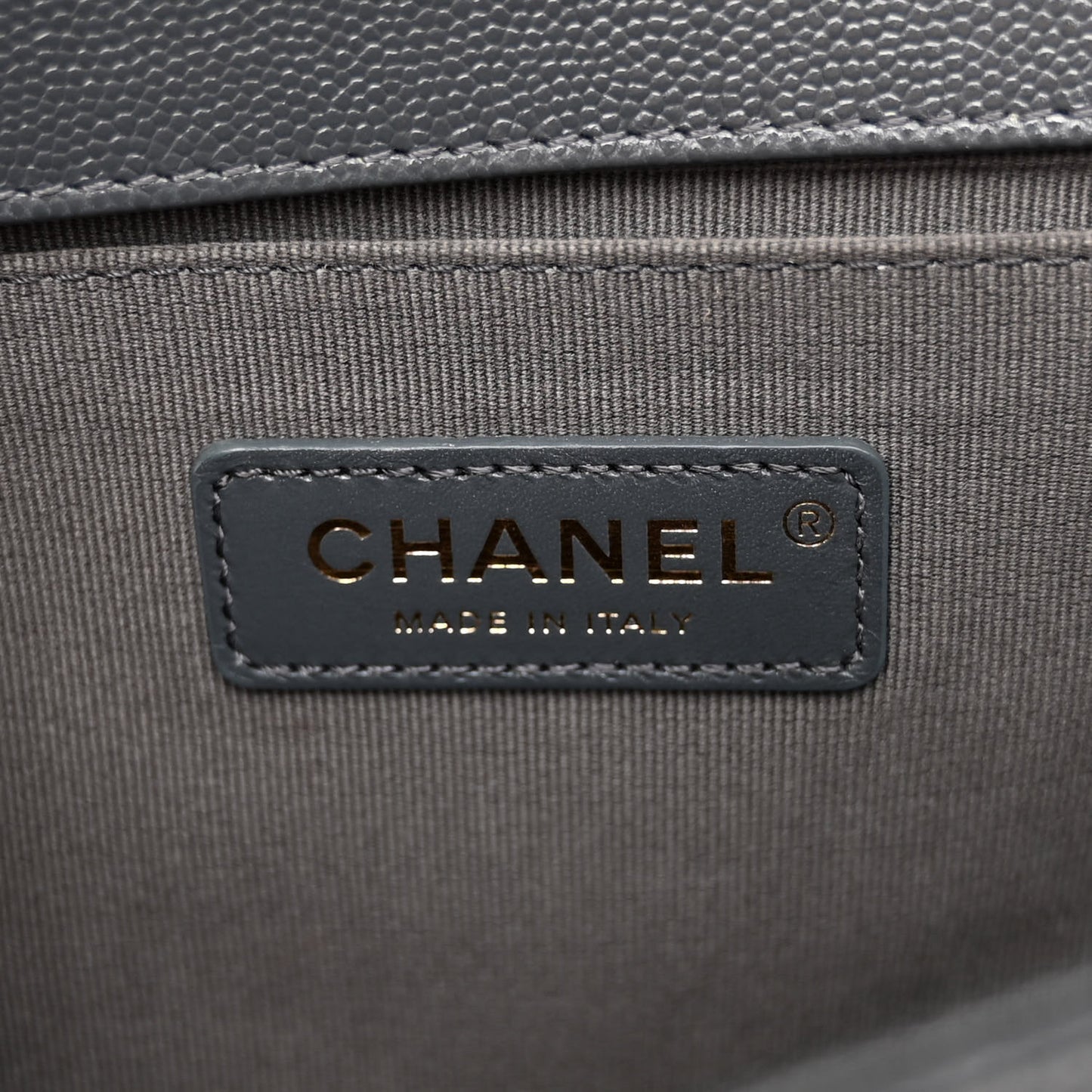 Caviar Chevron Quilted Medium Boy Flap Dark Grey