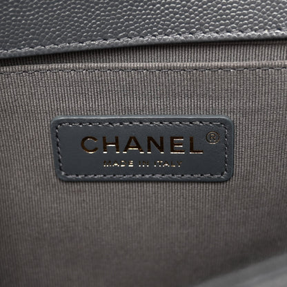 Chanel Caviar Chevron Quilted Medium Boy Flap Dark Grey 6 of 12