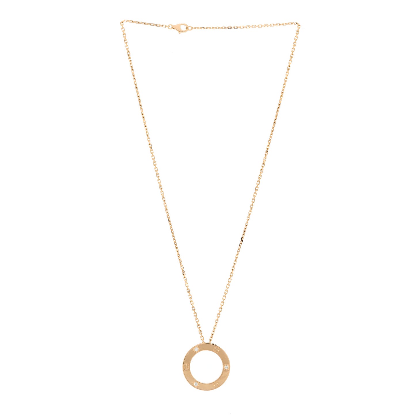 18K Pink Gold 3 Diamonds LOVE Pendant Necklace