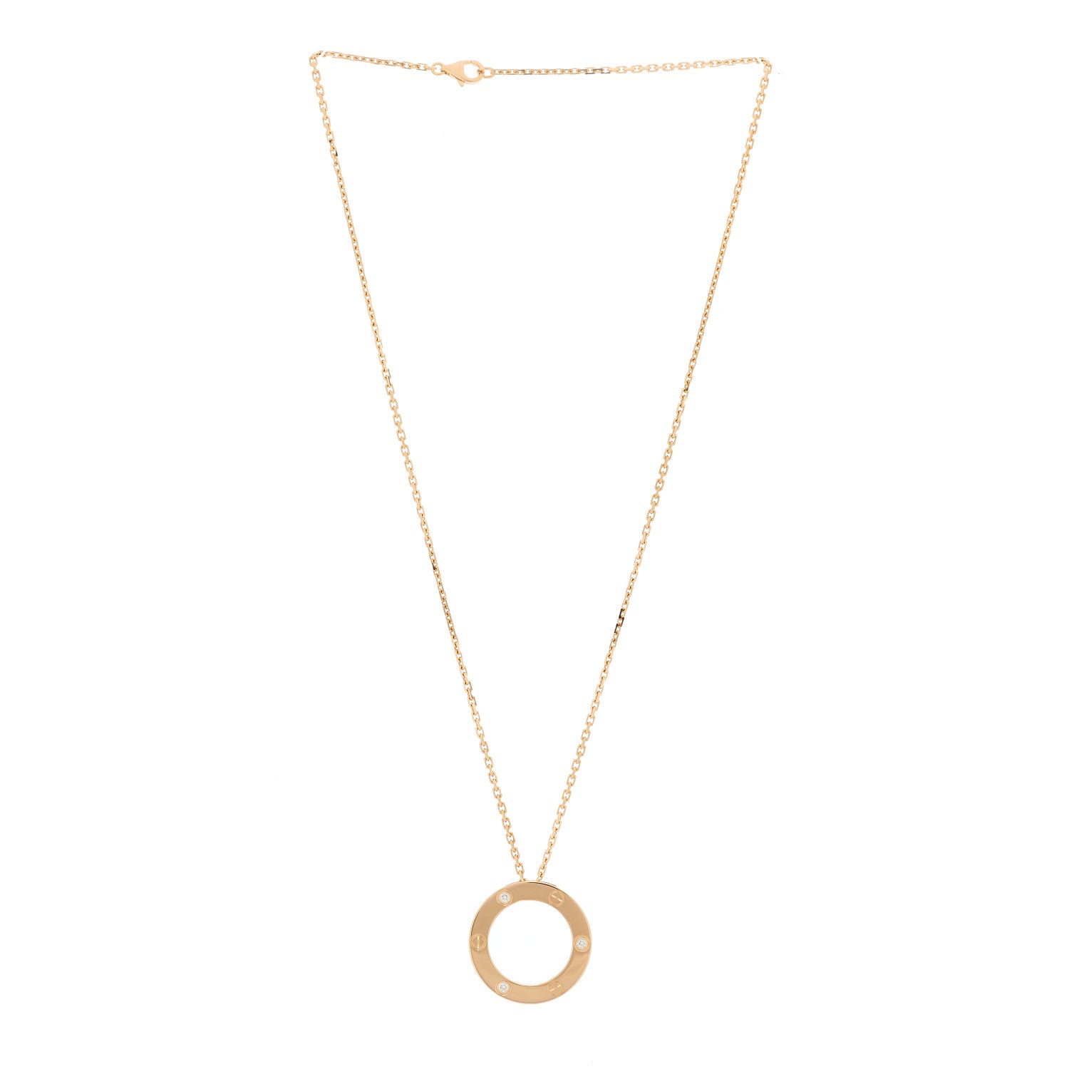 Cartier 18K Pink Gold 3 Diamonds LOVE Pendant Necklace 3 of 7