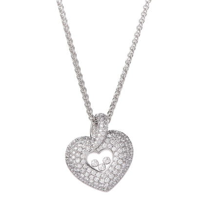 Chopard 18K White Gold Happy Diamonds Icons Pave Heart Pendant Necklace 4 of 6