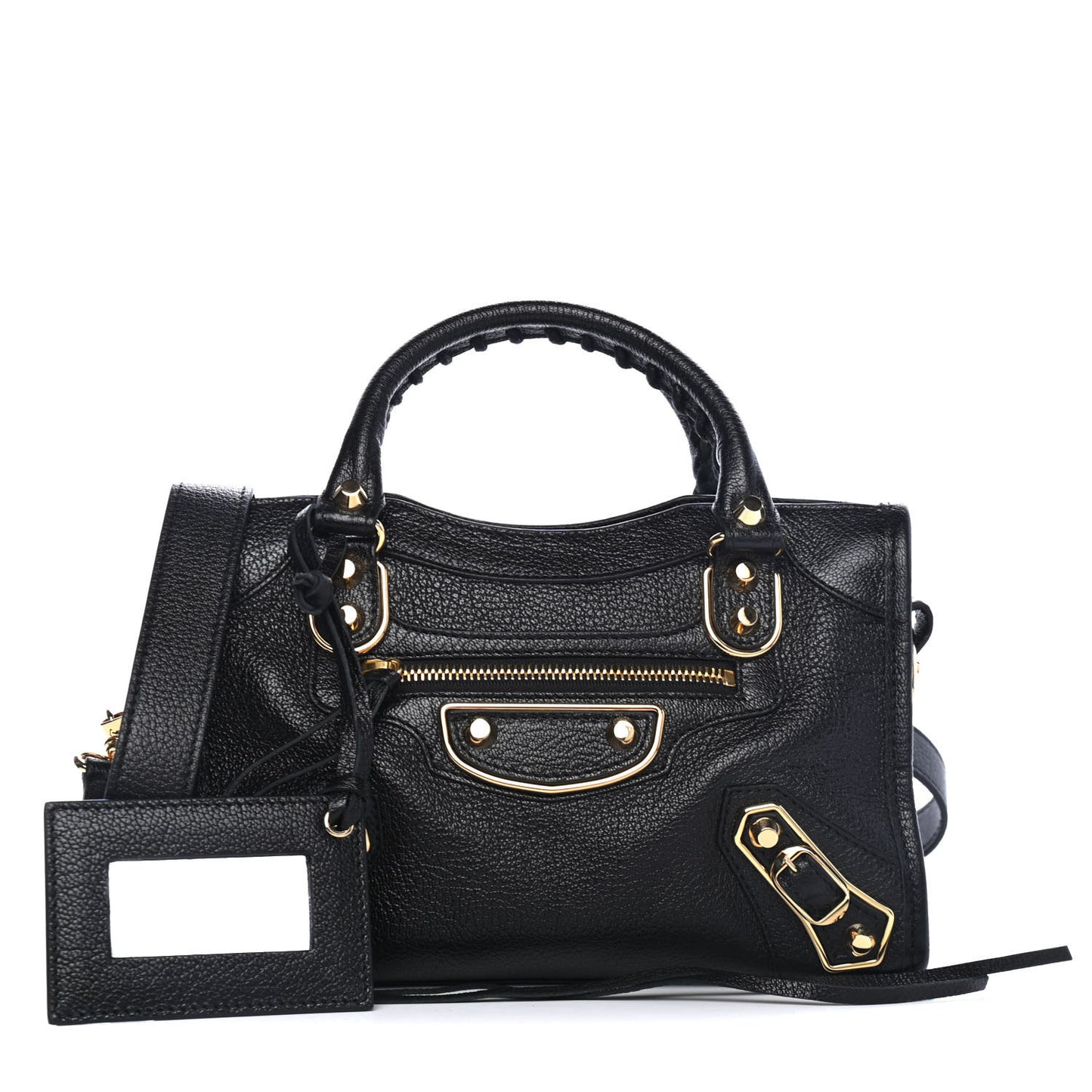 Chevre Gold Metallic Edge Hardware Mini City Black