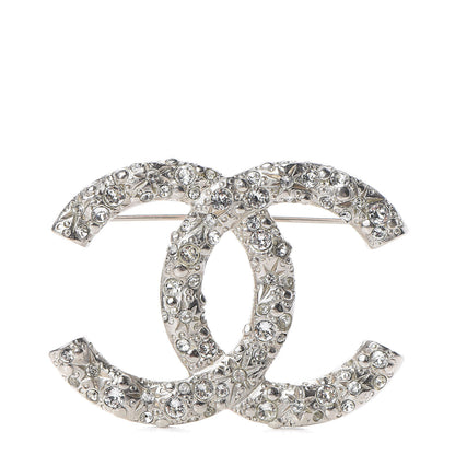 Chanel Crystal CC Brooch Silver 1 of 5