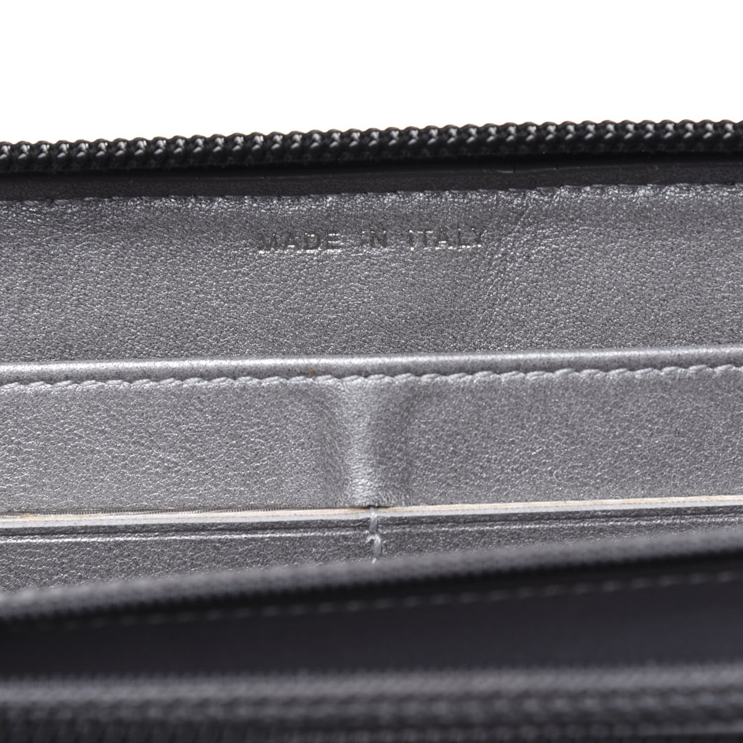 Lambskin Camellia Embossed Large Zip Around Gusset Wallet Black