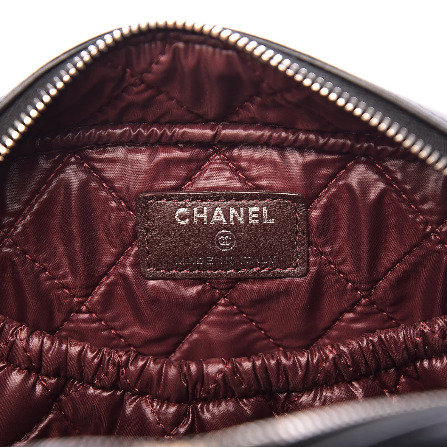 Chanel Lambskin Quilted Medium Curvy Pouch Cosmetic Case Black 6 of 9