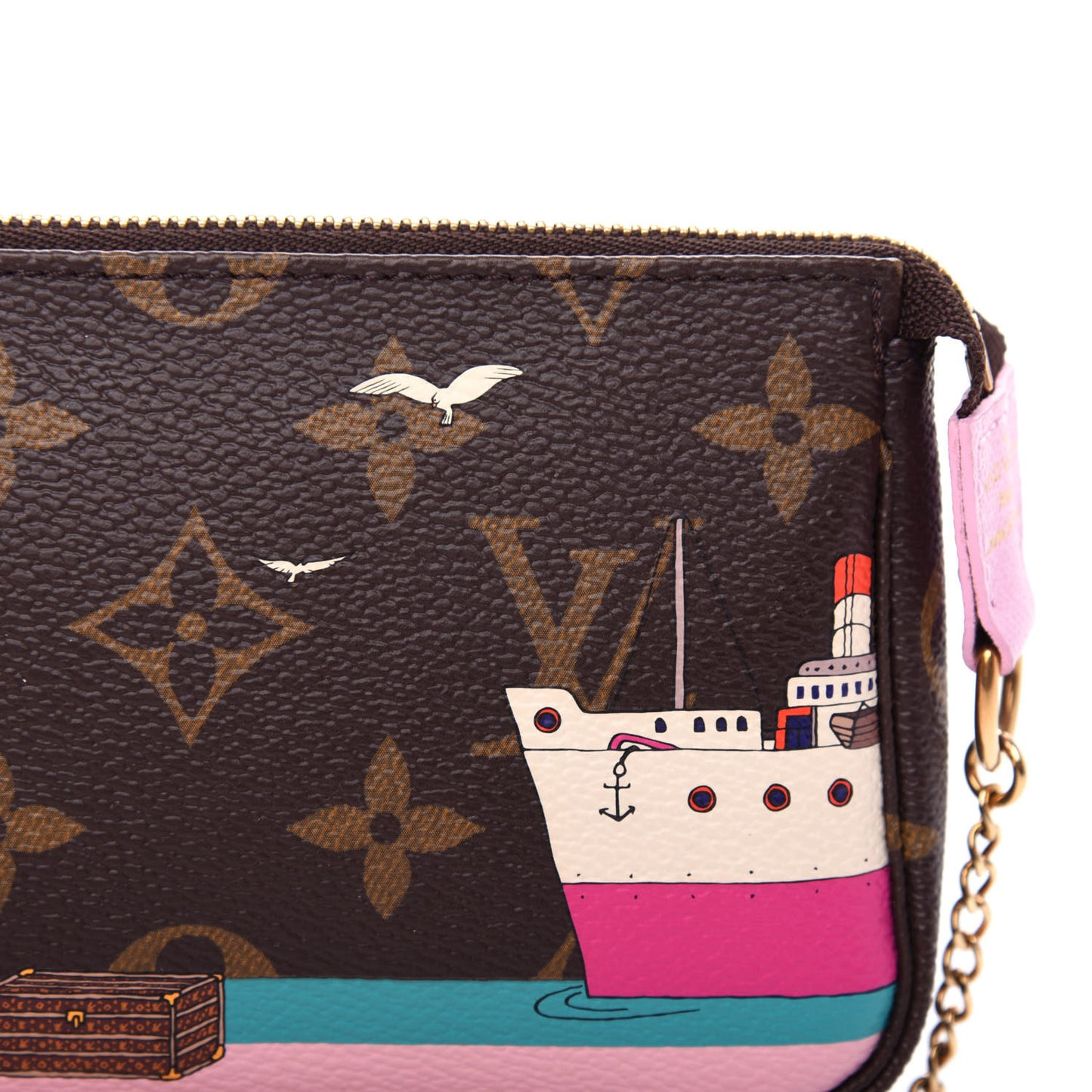 Monogram 2016 Christmas Animation Mini Pochette Accessories Rose Ballerine