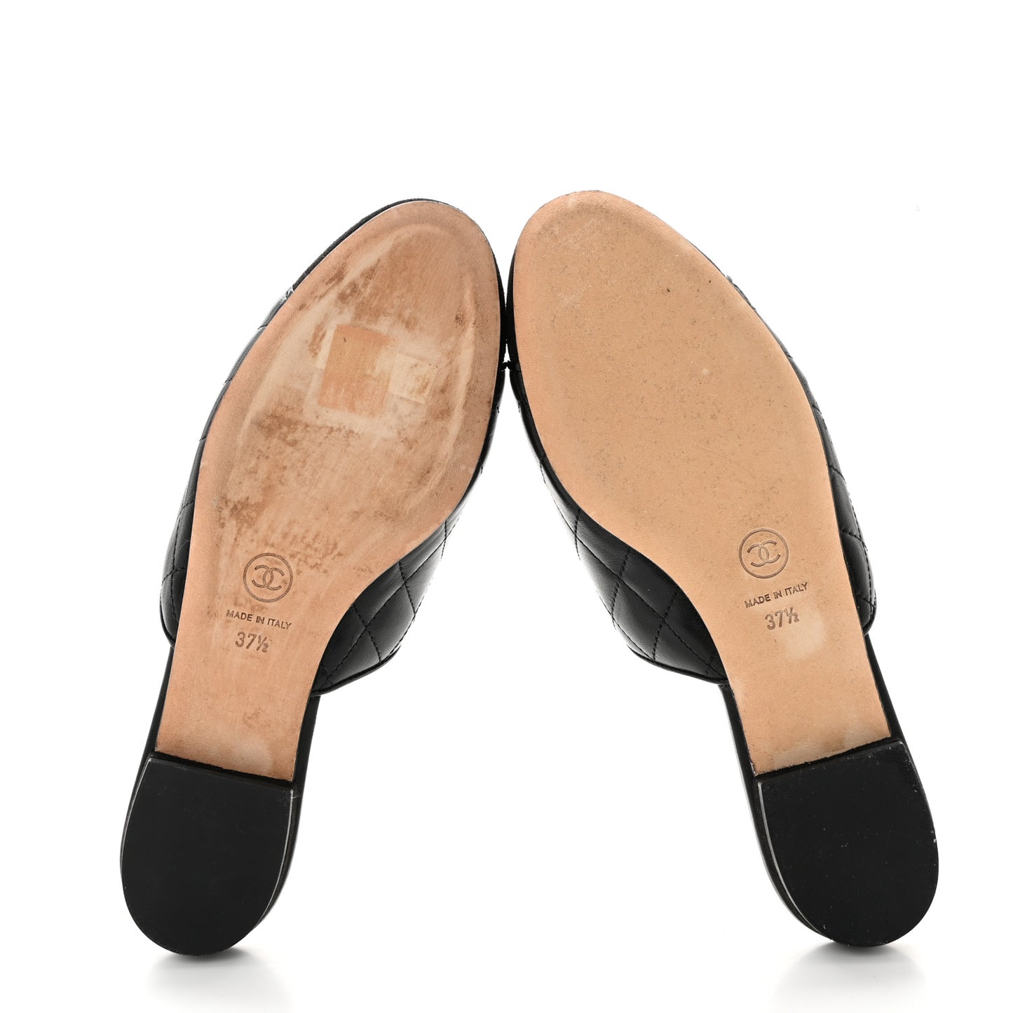 Lambskin Kid Suede Quilted Mules 37.5 Black