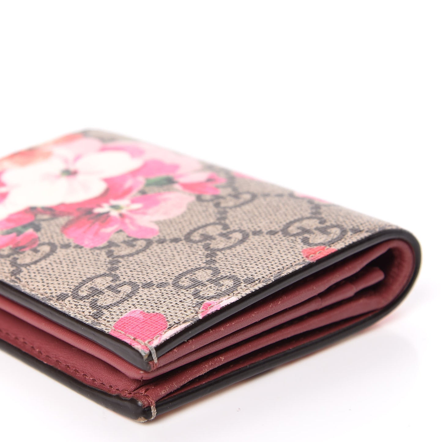 GG Supreme Monogram Blooms Card Case Beige Multicolor Dry Rose