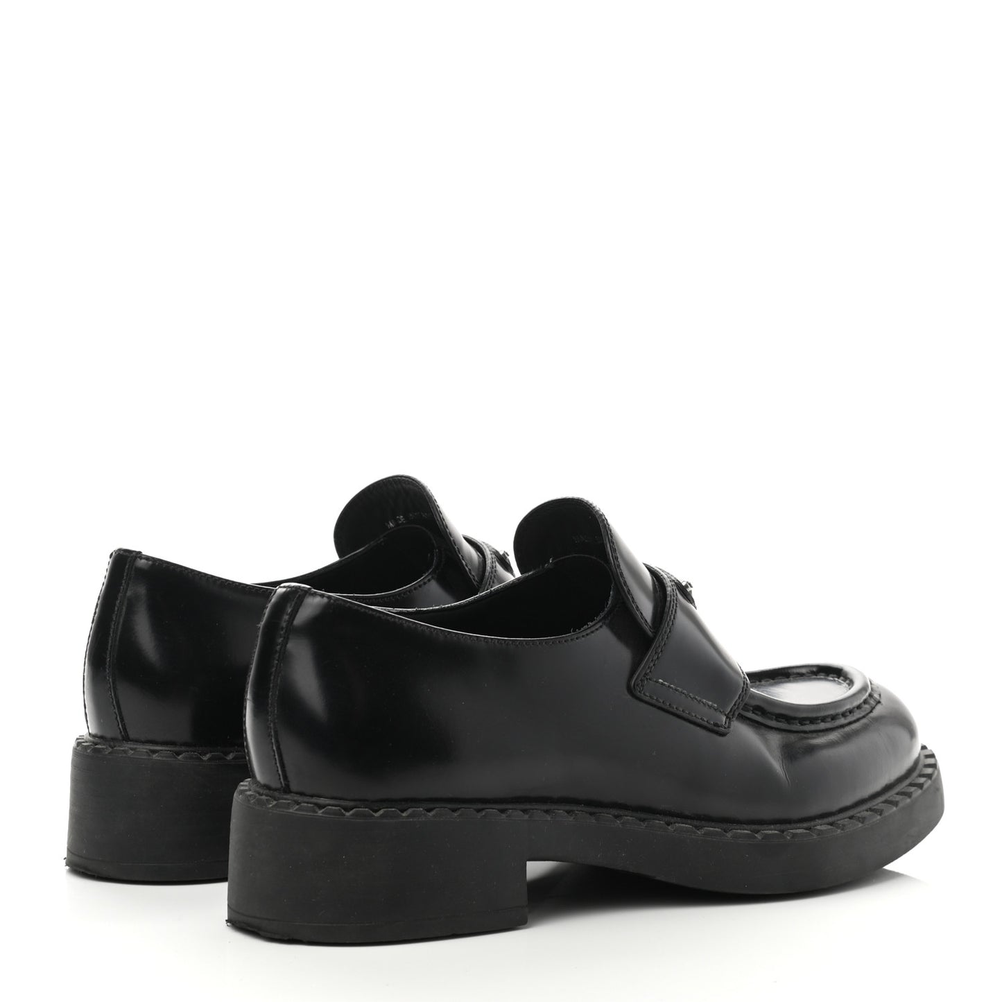Spazzolato Metal Triangle Logo 50mm Loafers 38 Black