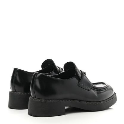 Prada Spazzolato Metal Triangle Logo 50mm Loafers 38 Black 4 of 12