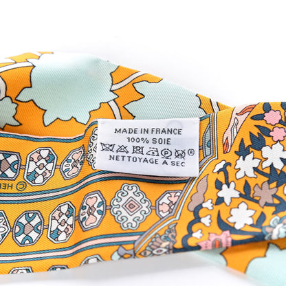 Hermes Silk Tapis Persans Twilly Jaune Aqua Rose Poudre 3 of 5