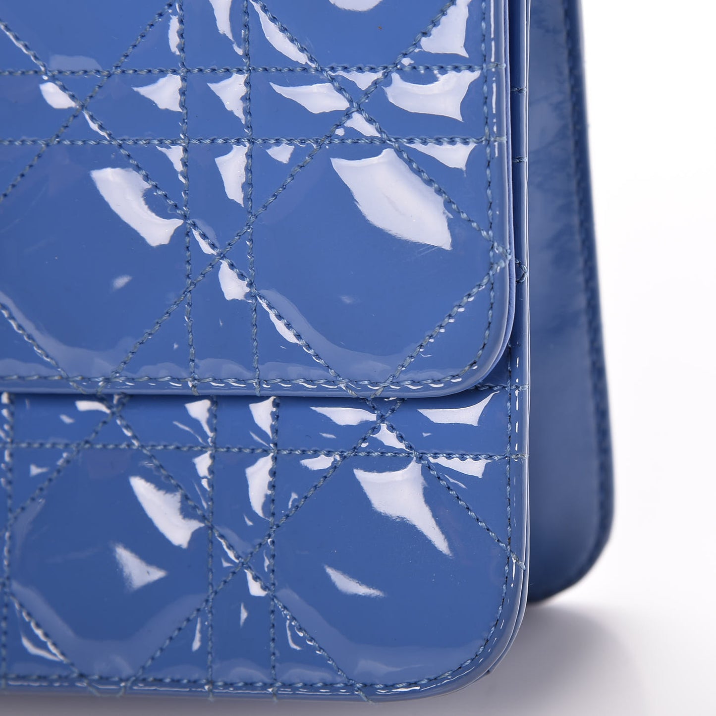 Patent Cannage Miss Dior Promenade Pouch Blue