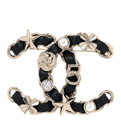 Chanel Lambskin Pearl Strass Sergeant Chanel Brooch Gold 1 of 5