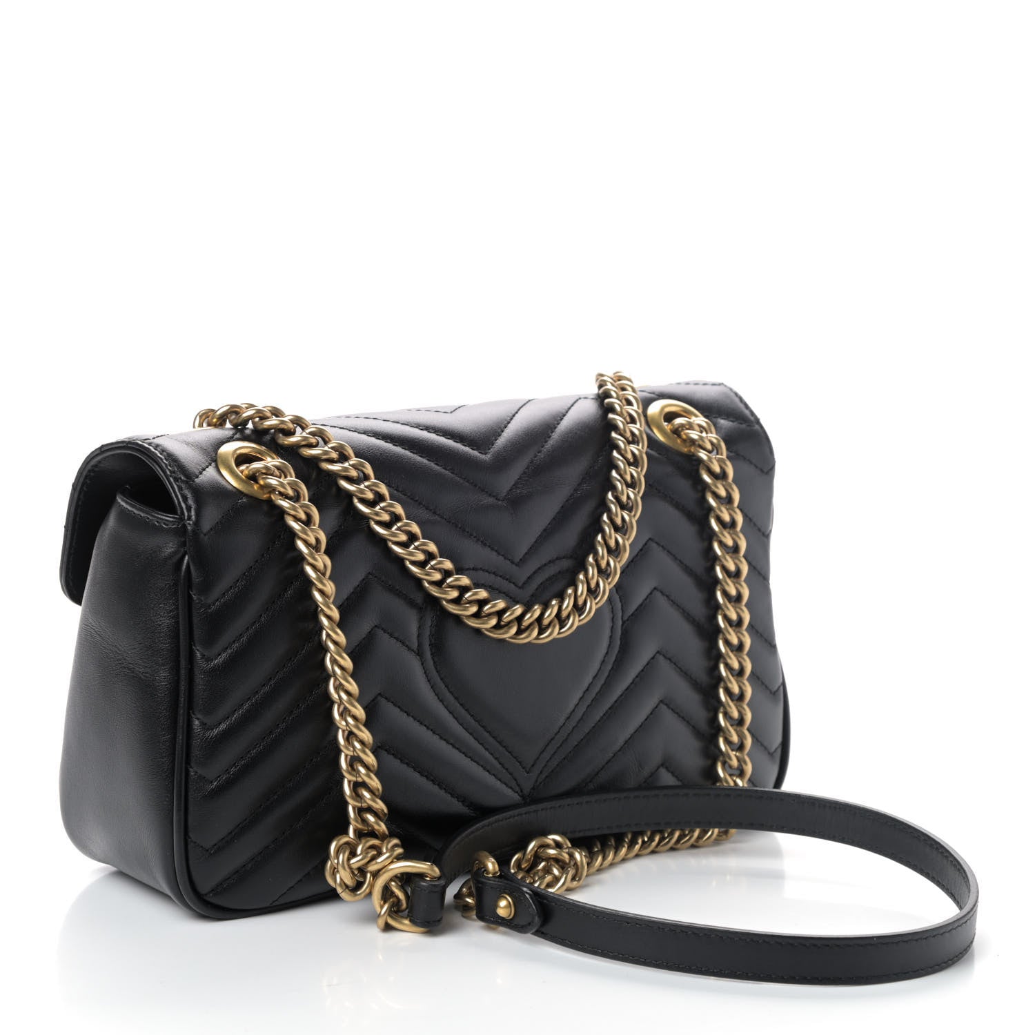 Gucci Calfskin Matelasse Small GG Marmont Shoulder Bag Black 2 of 4