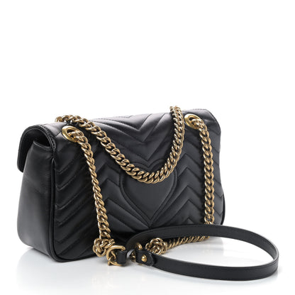 Gucci Calfskin Matelasse Small GG Marmont Shoulder Bag Black 2 of 4
