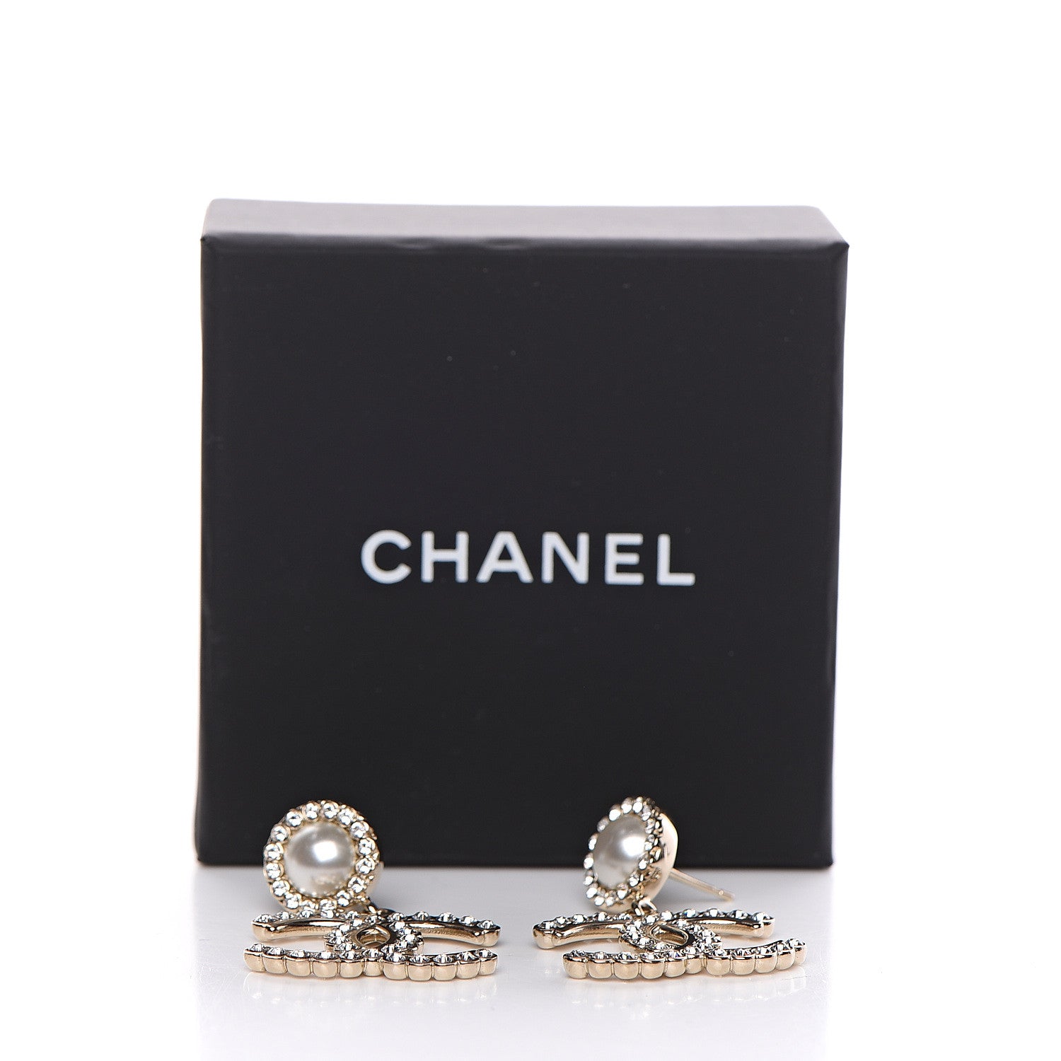 Chanel Crystal Pearl Bow-tiful CC Drop Earrings Gold 5 of 5