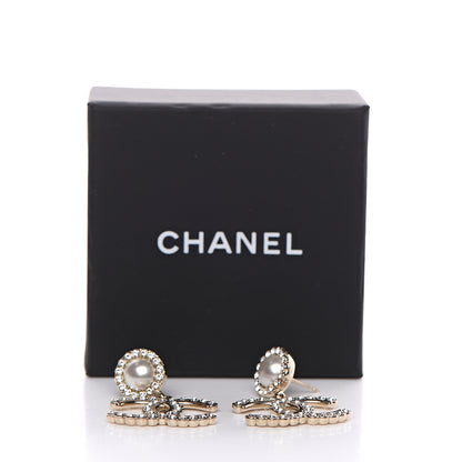 Chanel Crystal Pearl Bow-tiful CC Drop Earrings Gold 5 of 5