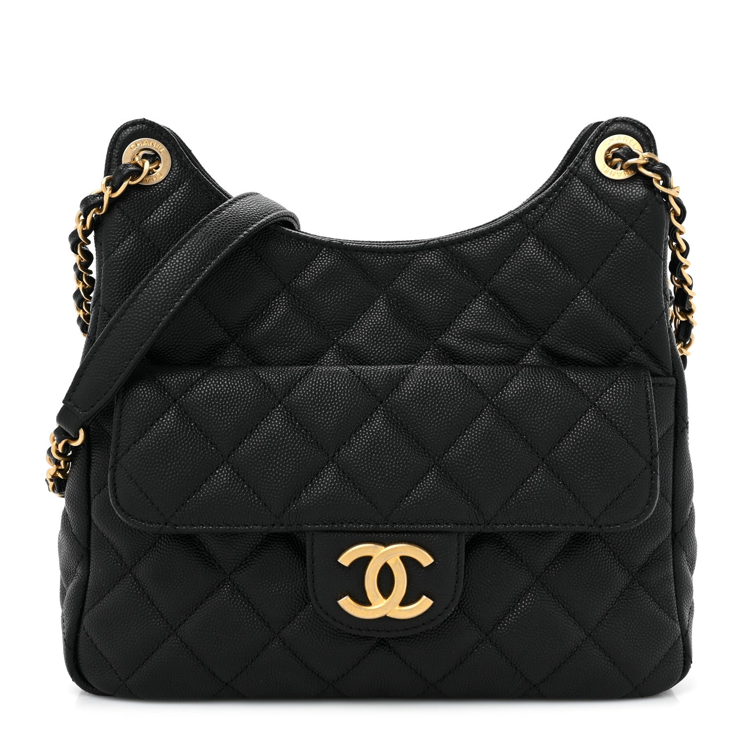Chanel Caviar Quilted Wavy CC Hobo Black 1 of 10