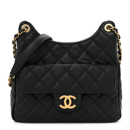 Chanel Caviar Quilted Wavy CC Hobo Black 1 of 10