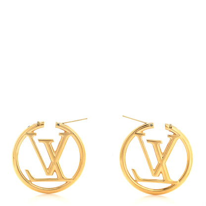 Louis Vuitton Metal Louise Hoop Earrings Gold 3 of 5