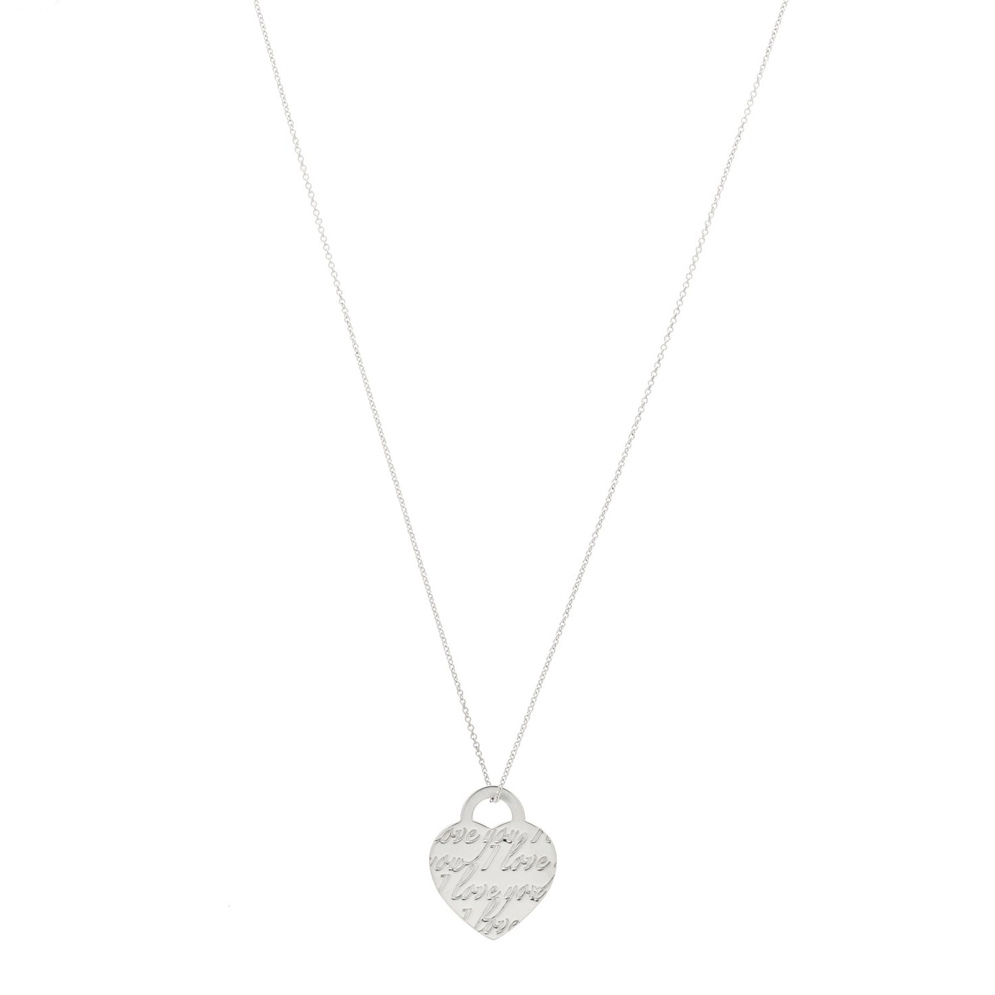 Sterling Silver Notes I Love You Heart Pendant Necklace