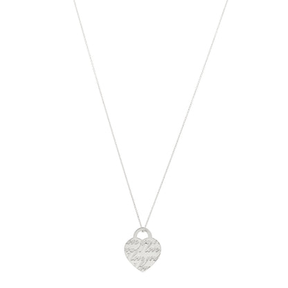 Tiffany Sterling Silver Notes I Love You Heart Pendant Necklace 1 of 5