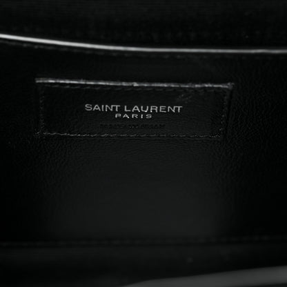 Saint Laurent Grain De Poudre Textured Mixed Matelasse Triquilt Medium Monogram Satchel Black 6 of 9