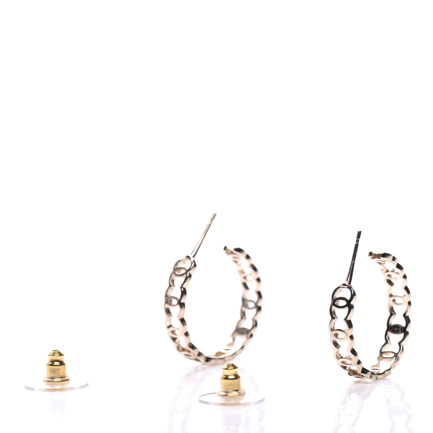 Metal CC Hoop Earrings Gold